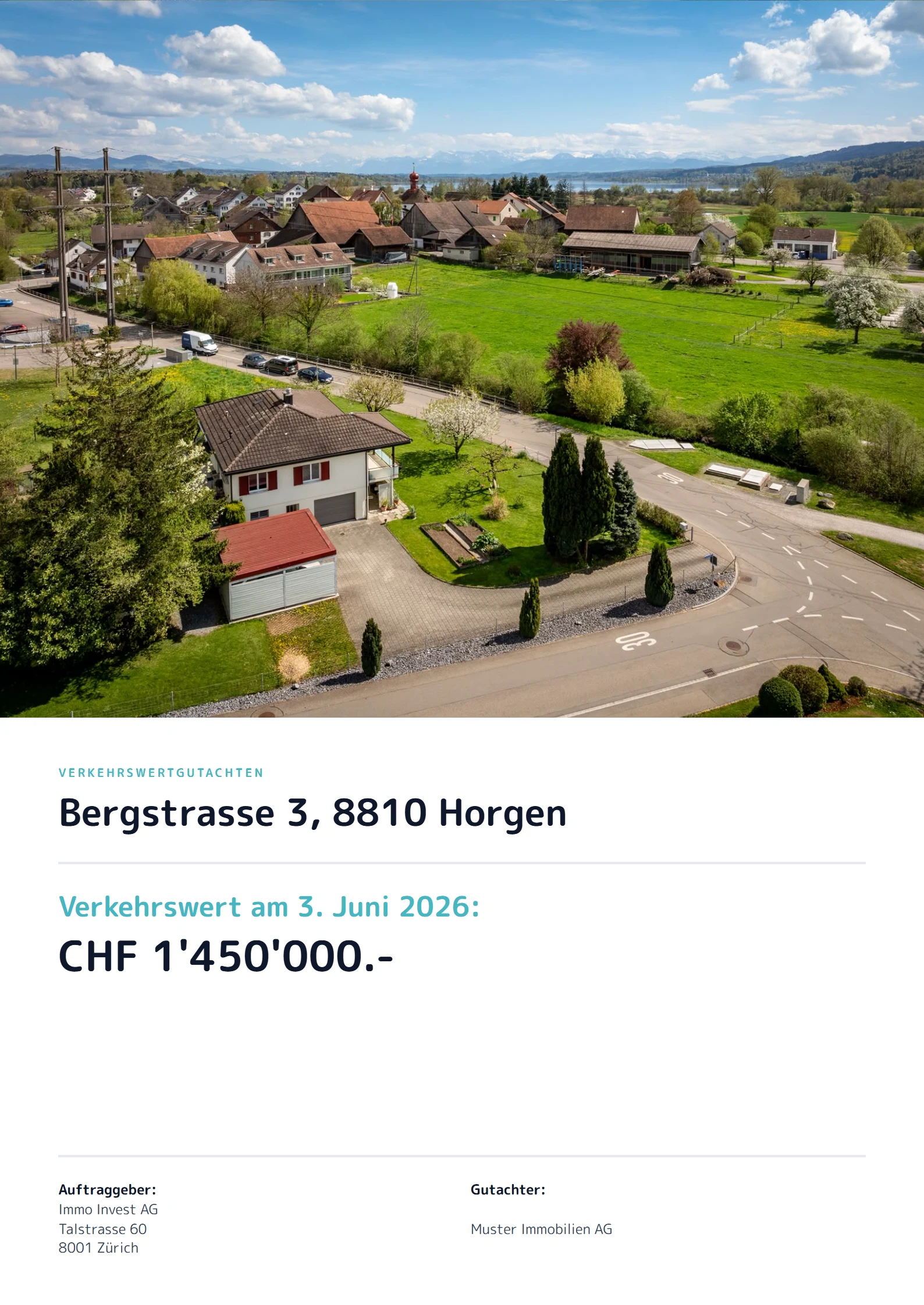 Deckblatt eines Valanto-Verkehrswertgutachtens mit Objektadresse und ausgewiesenem Verkehrswert
